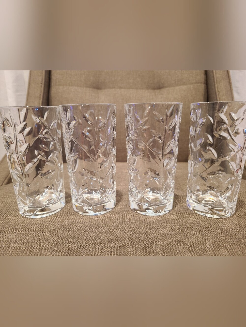 Royal Crystal Rock (RCR) Crystal Tumblers - Leaf & Vine Pattern - Set of 4